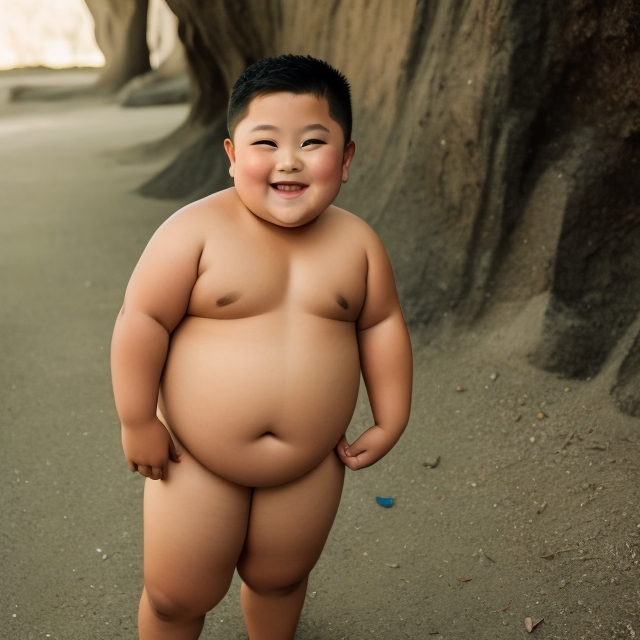 Deliberate_11_a_cute_chubby_10_years_old_boy_without_shirt_smi_1