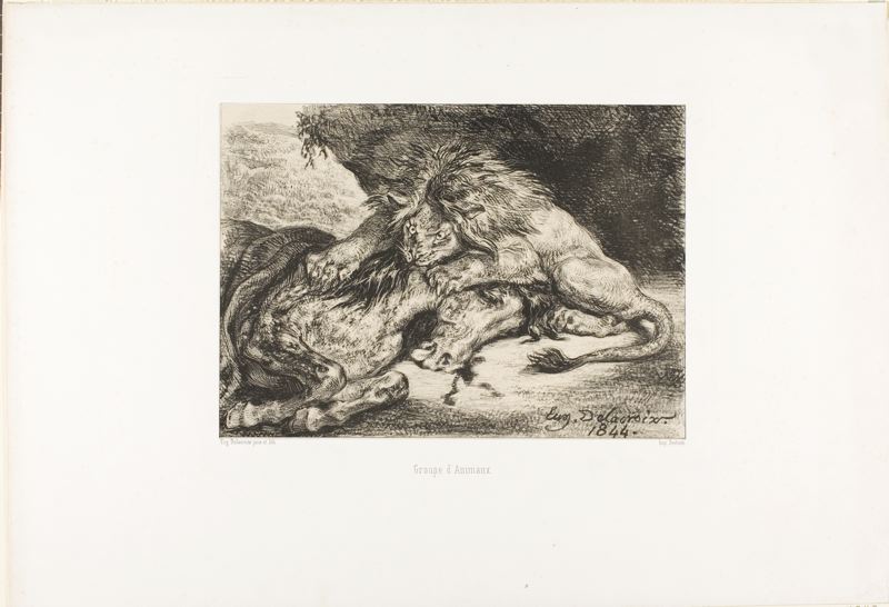 Lion Devouring a Horse, 1844ltg.